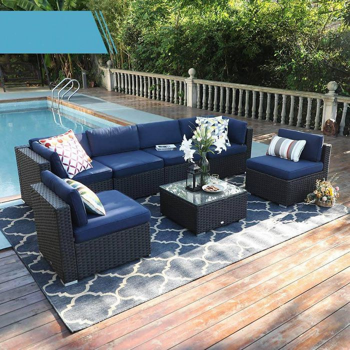 7pc Outdoor Rattan Wicker Furniture Set - Captiva Designs | Target