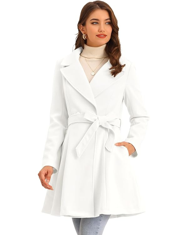 Allegra K Winter Peacoat for Women's Shawl Lapel Overcoat 2023 Fashion Single Breasted Belted Lon... | Amazon (US)