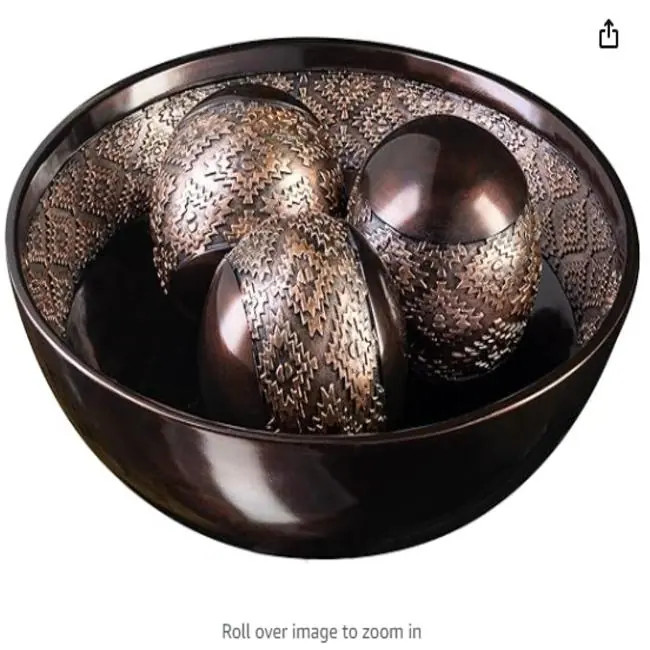 Creative Scents Dublin Brown Decorative Bowl with Orbs Set - Mahogany Brown - Mahogany Brown | Bed Bath & Beyond