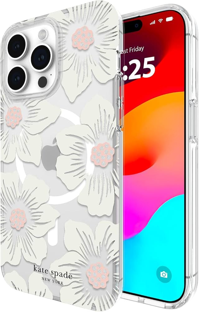 Kate Spade New York iPhone 15 Pro Max Case, Compatible with MagSafe - Hollyhock Cream | Amazon (US)