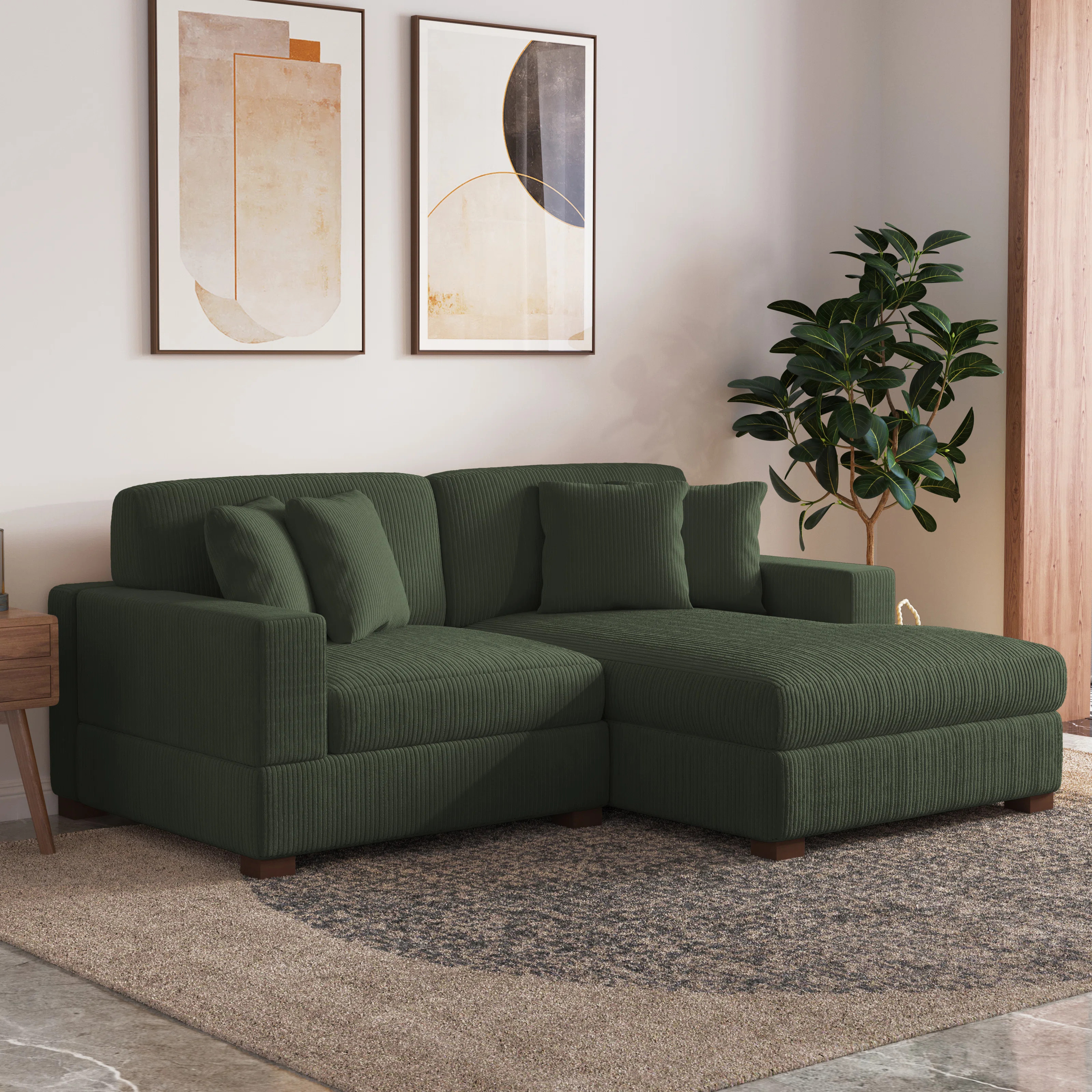 Milbrey 2 - Piece Corduroy Sectional | Wayfair North America
