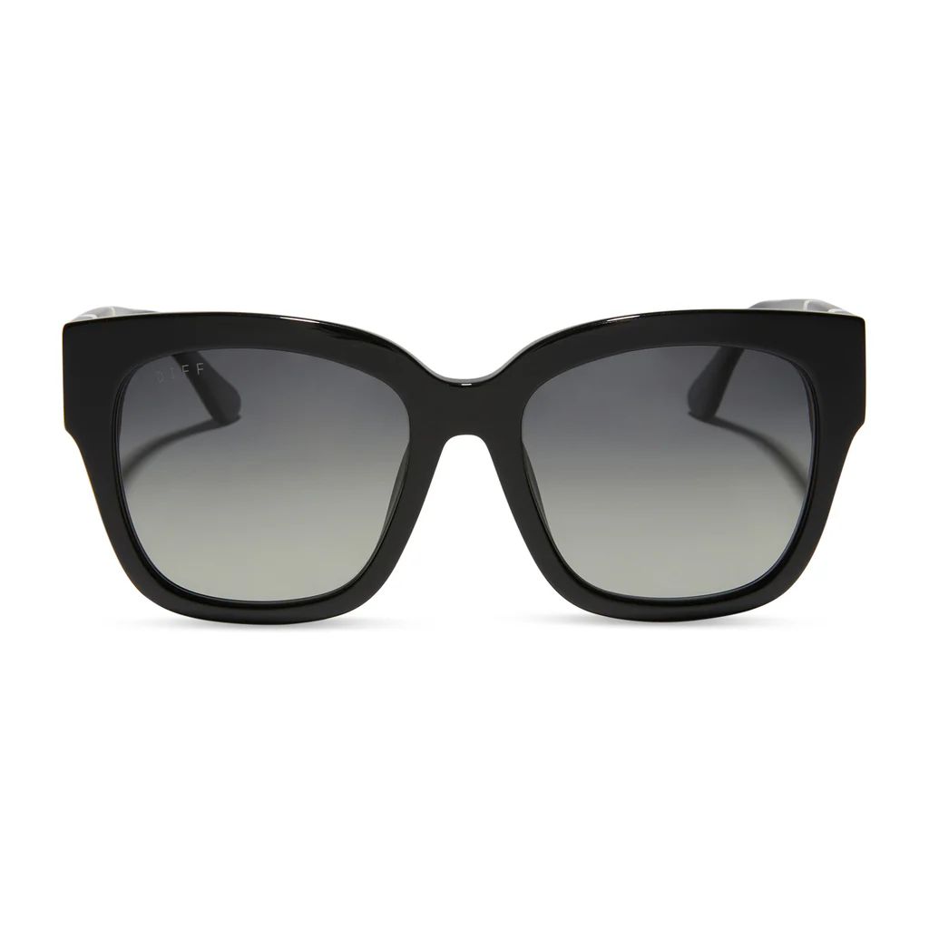COLOR: black w/ colorblock temples   grey gradient polarized sunglasses | DIFF Eyewear