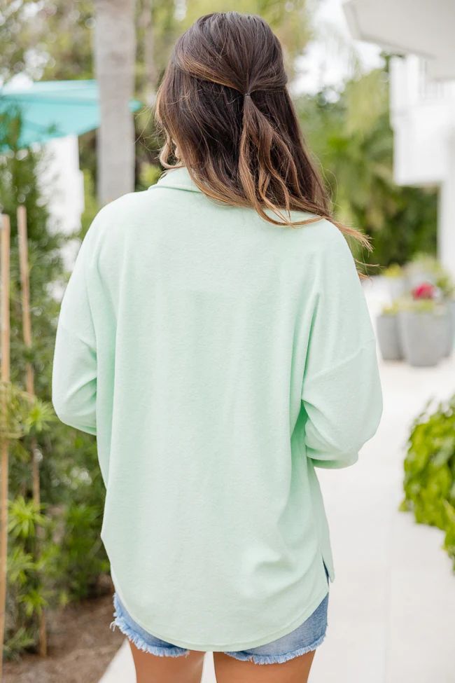 Take My Chances Mint Terrycloth Shacket | Pink Lily