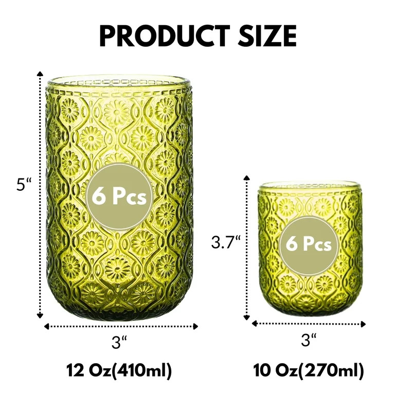 Green Drinking Glasses Set of 12 | Walmart (US)