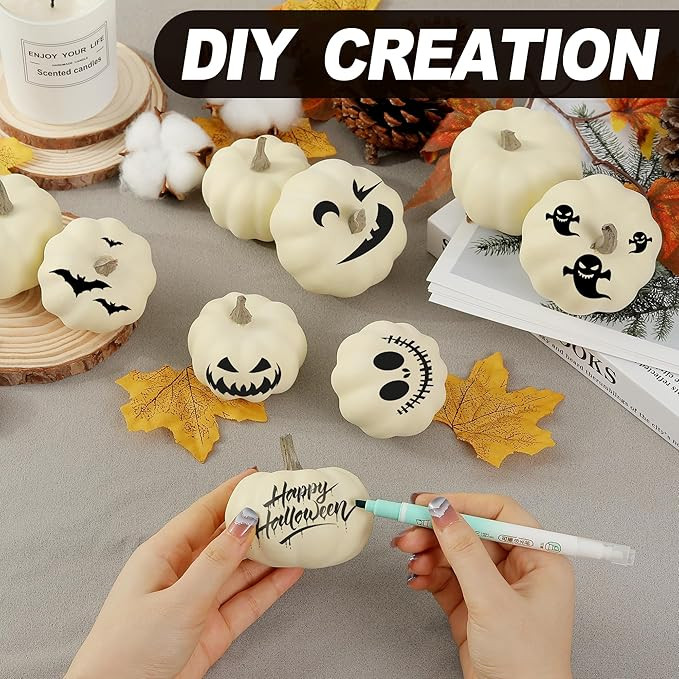 Artgar Pumpkin Decor - White Pumpkin - 10 PCS Mini Pumpkin Harvest Set - Beige Foam Pumpkins for ... | Amazon (US)