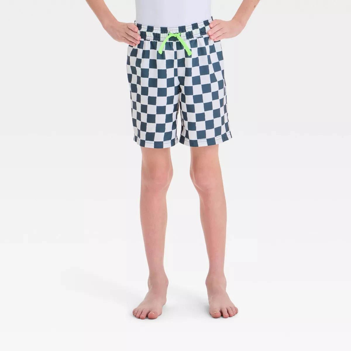 Boys' Checkered Swim Shorts - Cat & Jack™ Black L Husky | Target
