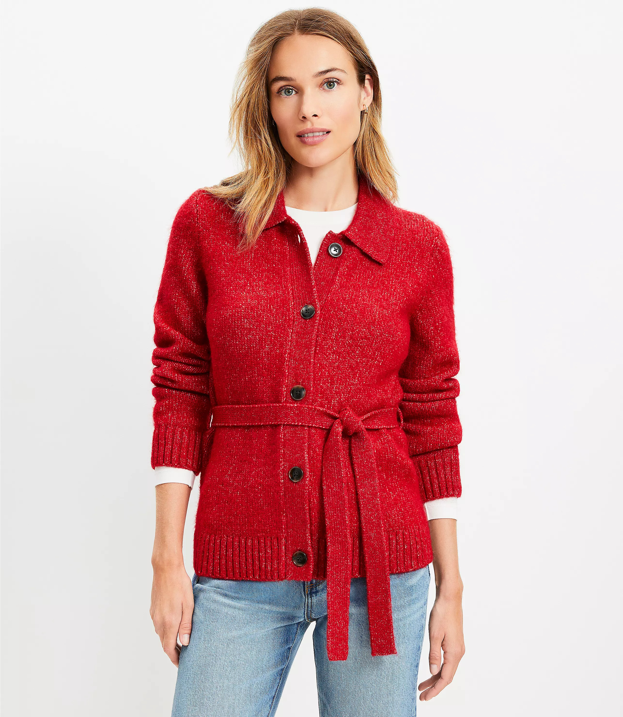 Collared Belted Cardigan | LOFT