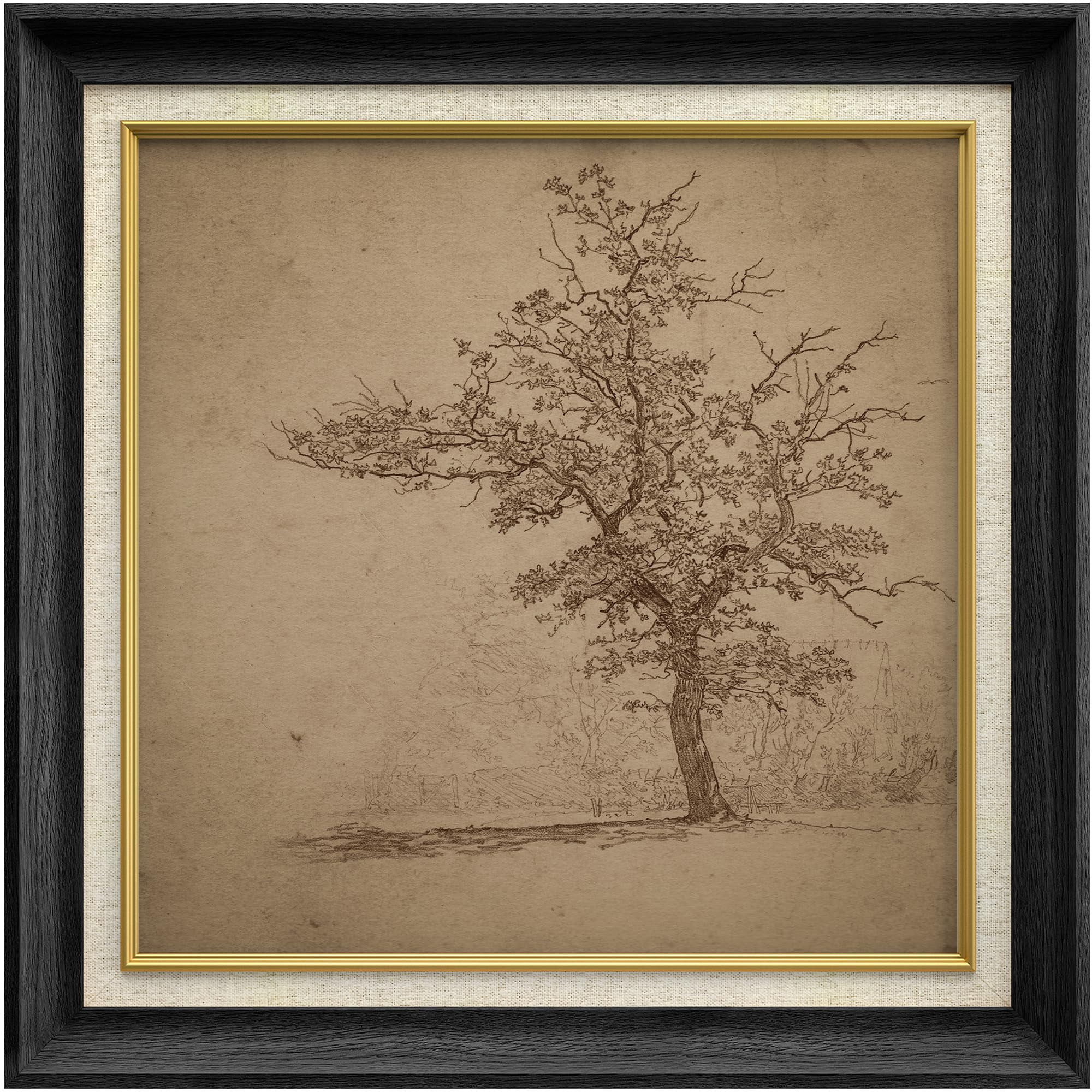 IDEA4WALL Premium Frame Wall Art Forest Tree Field Illustration Mid-Century Antique Nature Wilder... | Walmart (US)