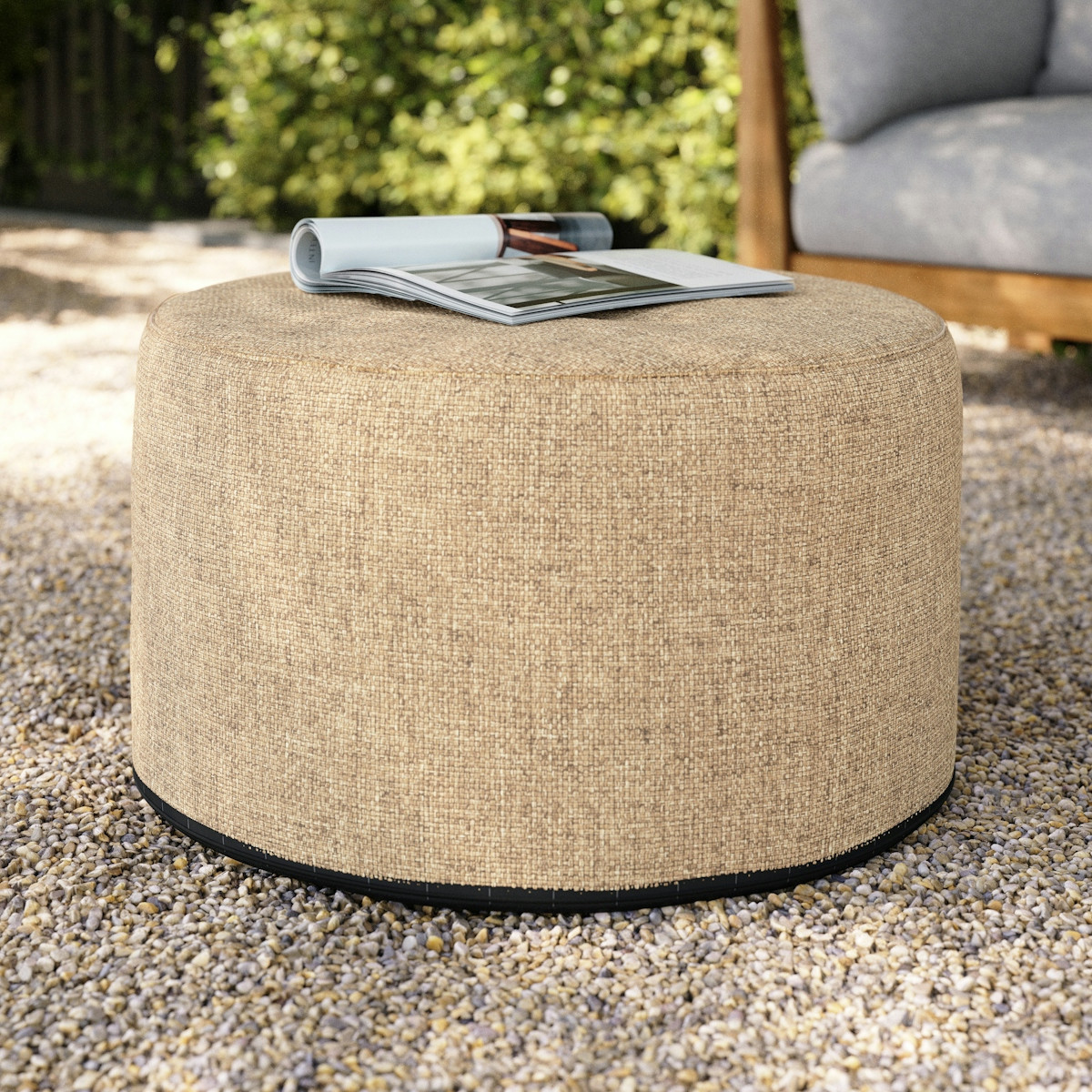 Olara 25" Indoor/Outdoor Pouf - Basket Wheat | Article