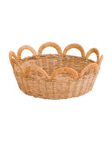 15x6 Medium Natural Rattan Bowl With Scalloped Edges | TJ Maxx