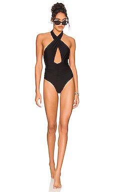 PQ Celine Ruched One Piece in Midnight from Revolve.com | Revolve Clothing (Global)