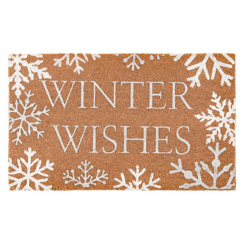 Providence Winter Wishes Glittered Snowflakes Coir Mat, 18x30 | At Home