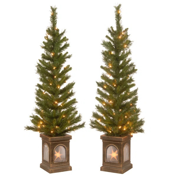 48'' Lighted Artificial Pine Christmas Tree (Set of 2) | Wayfair North America
