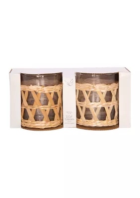 Home Essentials & Beyond Set of 2 Rattan Double Old Fashioned 12 Ounce Glasses | Belk