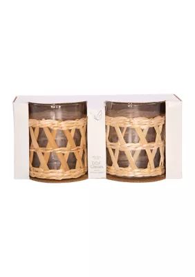 Home Essentials & Beyond Set of 2 Rattan Double Old Fashioned 12 Ounce Glasses | Belk