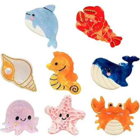 vlrwzc 8Pcs Ocean Animal Hairpins Small Hair Clip Lovely Hair Accessories for Summer Holiday Vacation Beach Parties Decoration | Walmart (US)