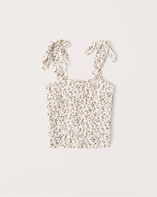 Tie-Strap Smocked Cami | Abercrombie & Fitch (US)