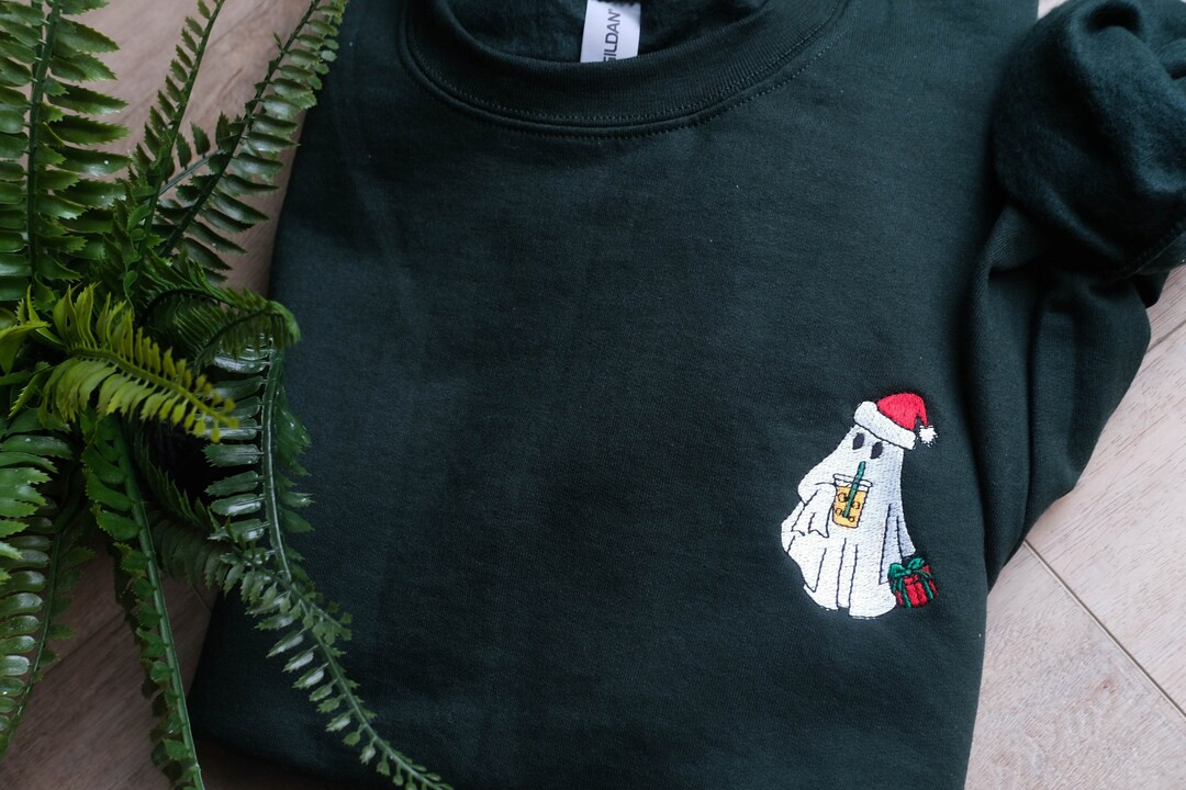 Embroidered Christmas Ghost Sweatshirt Embroidered Christmas - Etsy | Etsy (US)