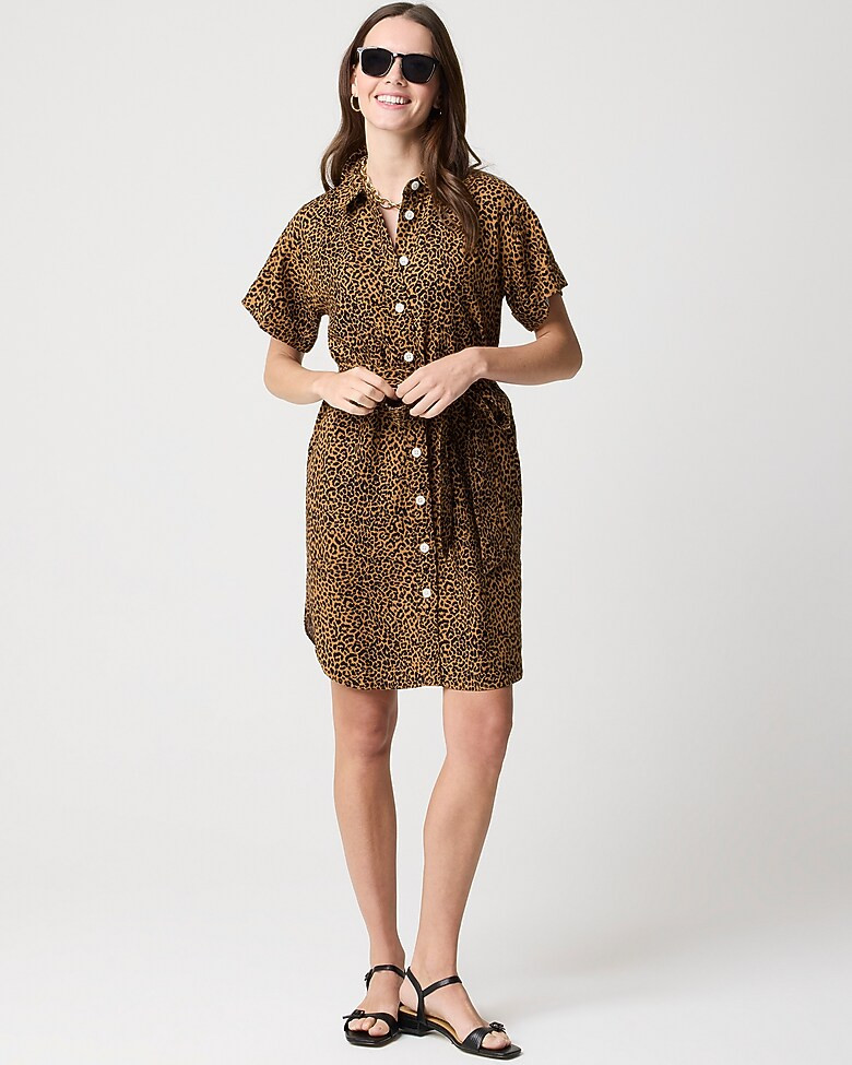 Petite linen-blend belted mini shirt-dress | J.Crew Factory