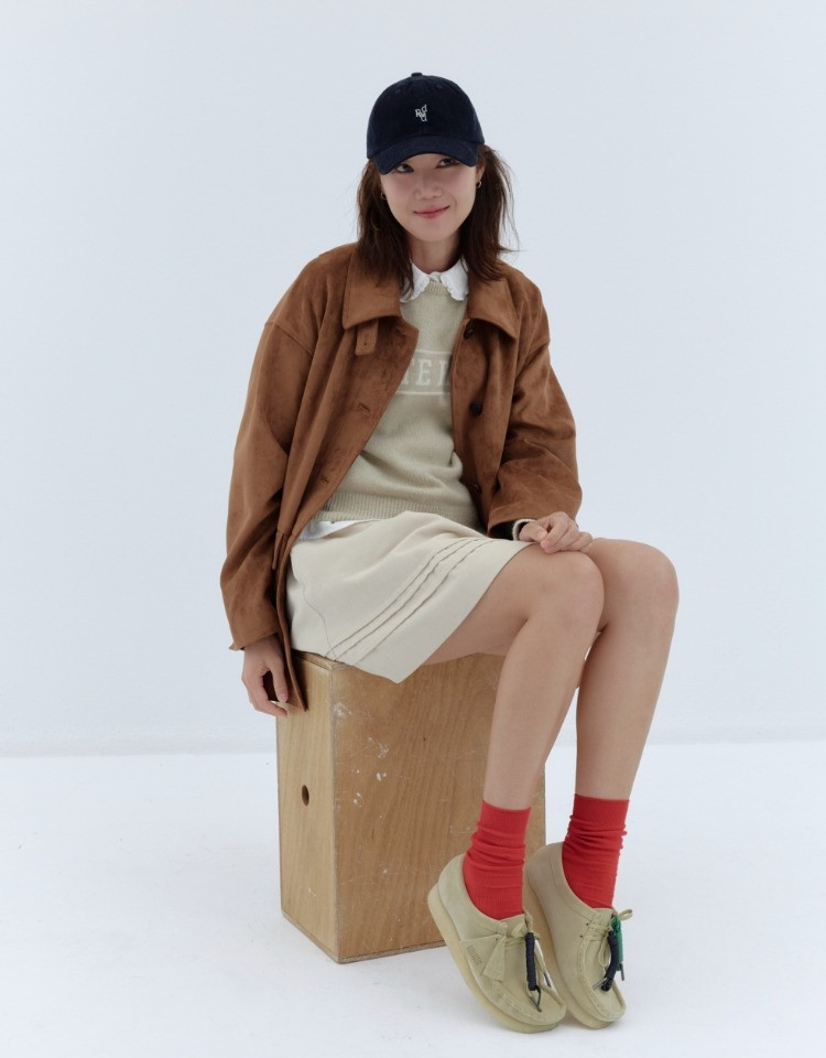 suede single jacket - brown | Depound