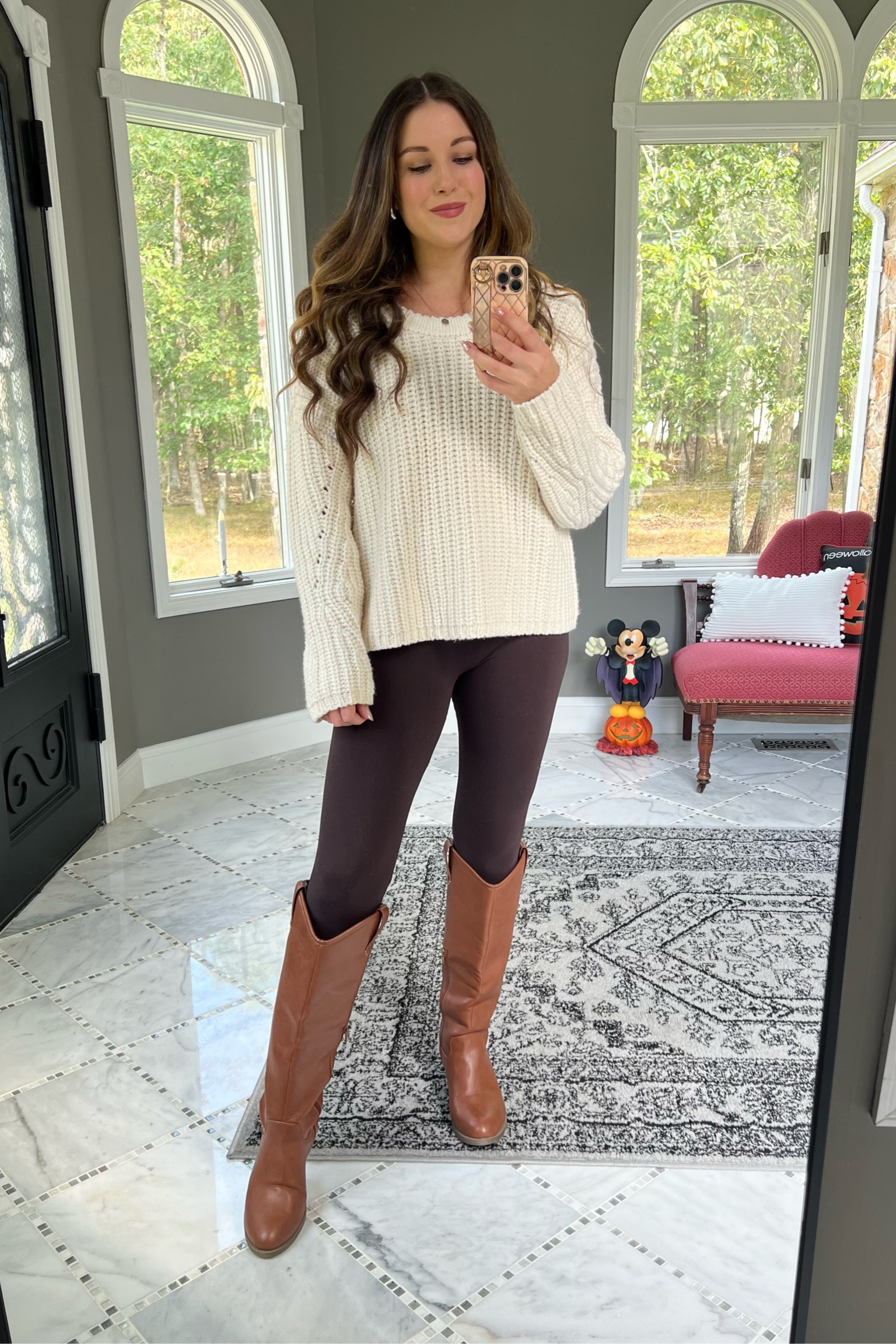 Fall Outfit Idea: brown leggings, brown knee boots, western boots, western style, leggings outfit, fall outfit ideas, neutral style, neutral outfit, SAHM outfits, SAHM looks, mom outfits, millennial outfits, over 30 style, casual style, casual look, easy outfits, over 30 mom outfits, casual outfits, everyday style, everyday looks, everyday outfits, simple outfit, affordable style, affordable fashion, affordable outfit, vanilla girl, vanilla girl aesthetic, neutral looks, neutral style, neutral outfit, realistic mom outfit, bottega earring look alike, designer look for less 

Follow my shop @heather_gal on the @shop.LTK app to shop this post and get my exclusive app-only content!

#LTKfindsunder50 #LTKSeasonal #LTKstyletip