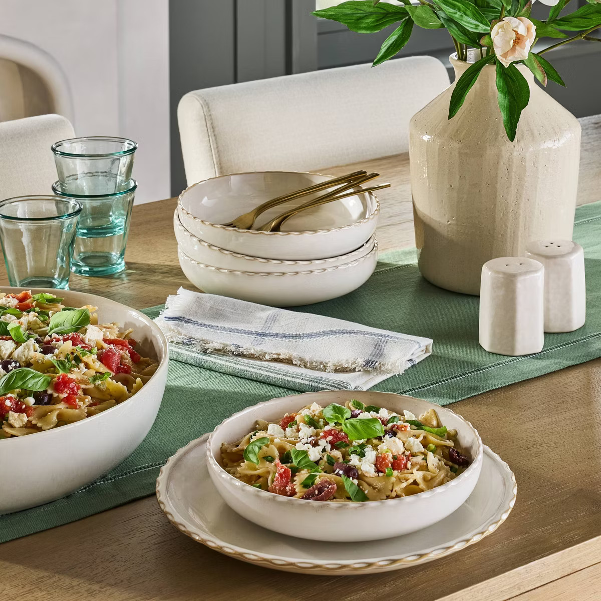 28 fl oz Stoneware Pinched Edge Pasta/Grain Bowl - Hearth & Hand™ with Magnolia | Target