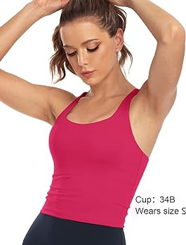 HeyNuts Longline Zeal Bras Medium Impact Wirefree Sports Bras Workout Tank Tops with Removable Pa... | Amazon (US)