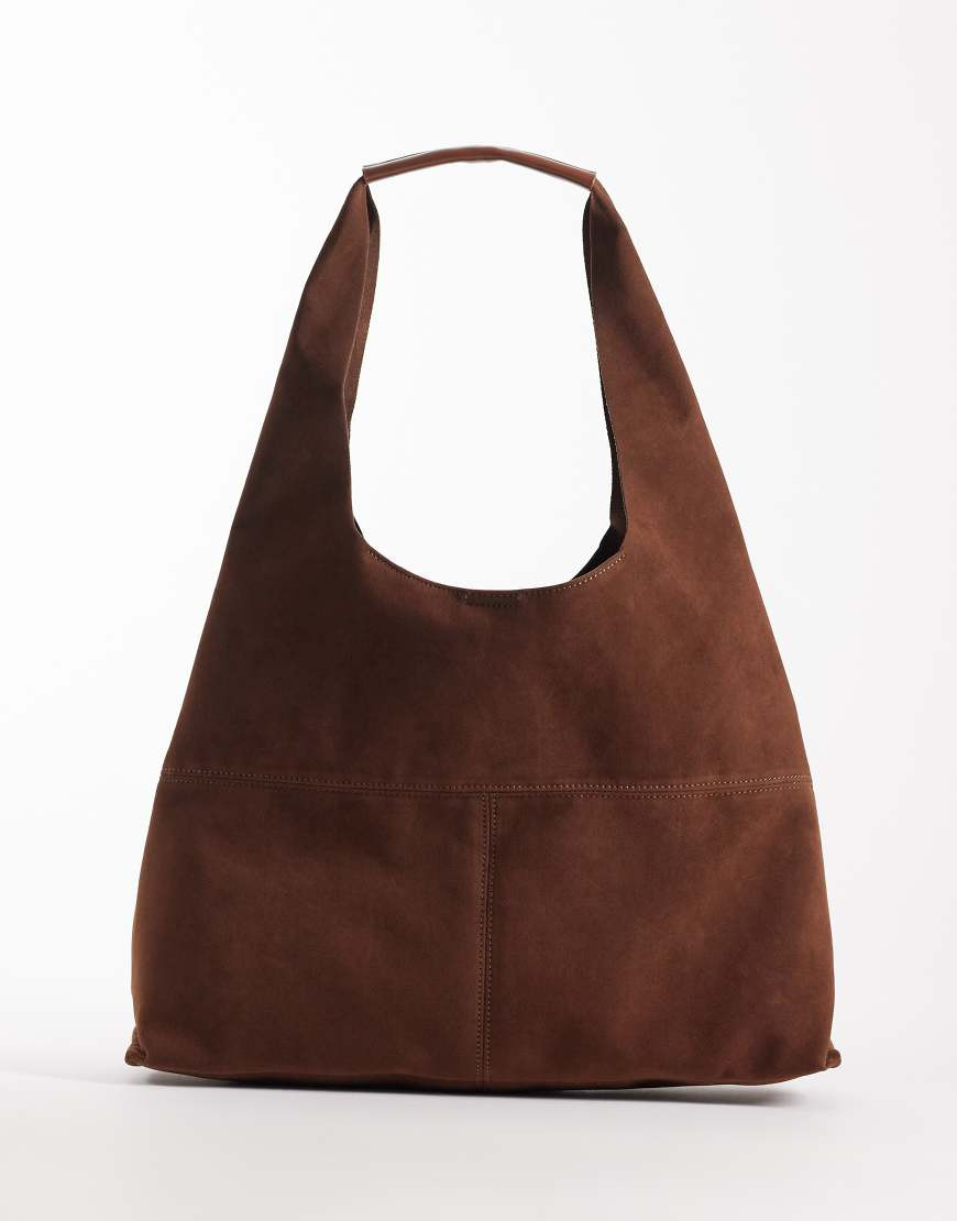 New Look suedette panel tote bag in tan-Brown | ASOS (Global)