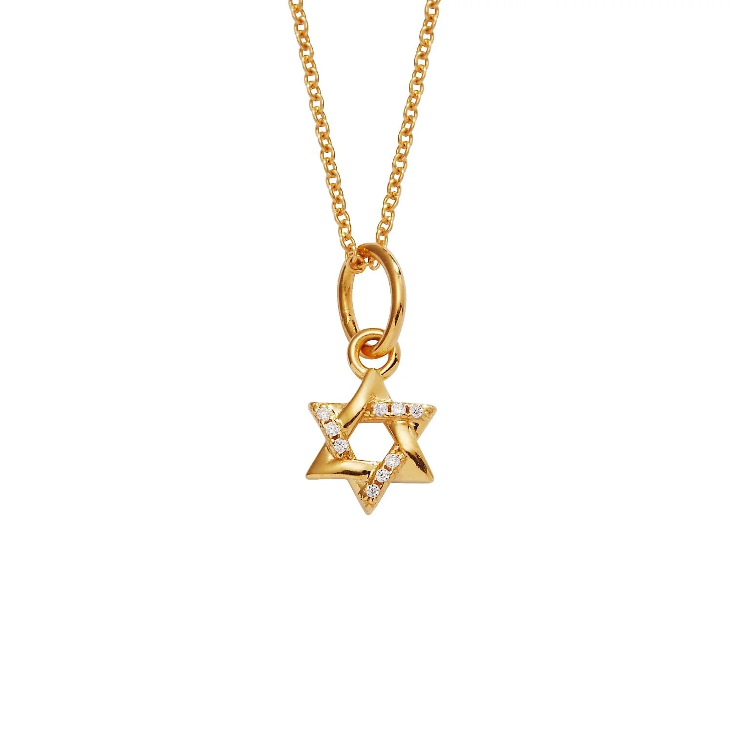 14k Gold Pavé Diamond Star of David Necklace | Tiny Tags