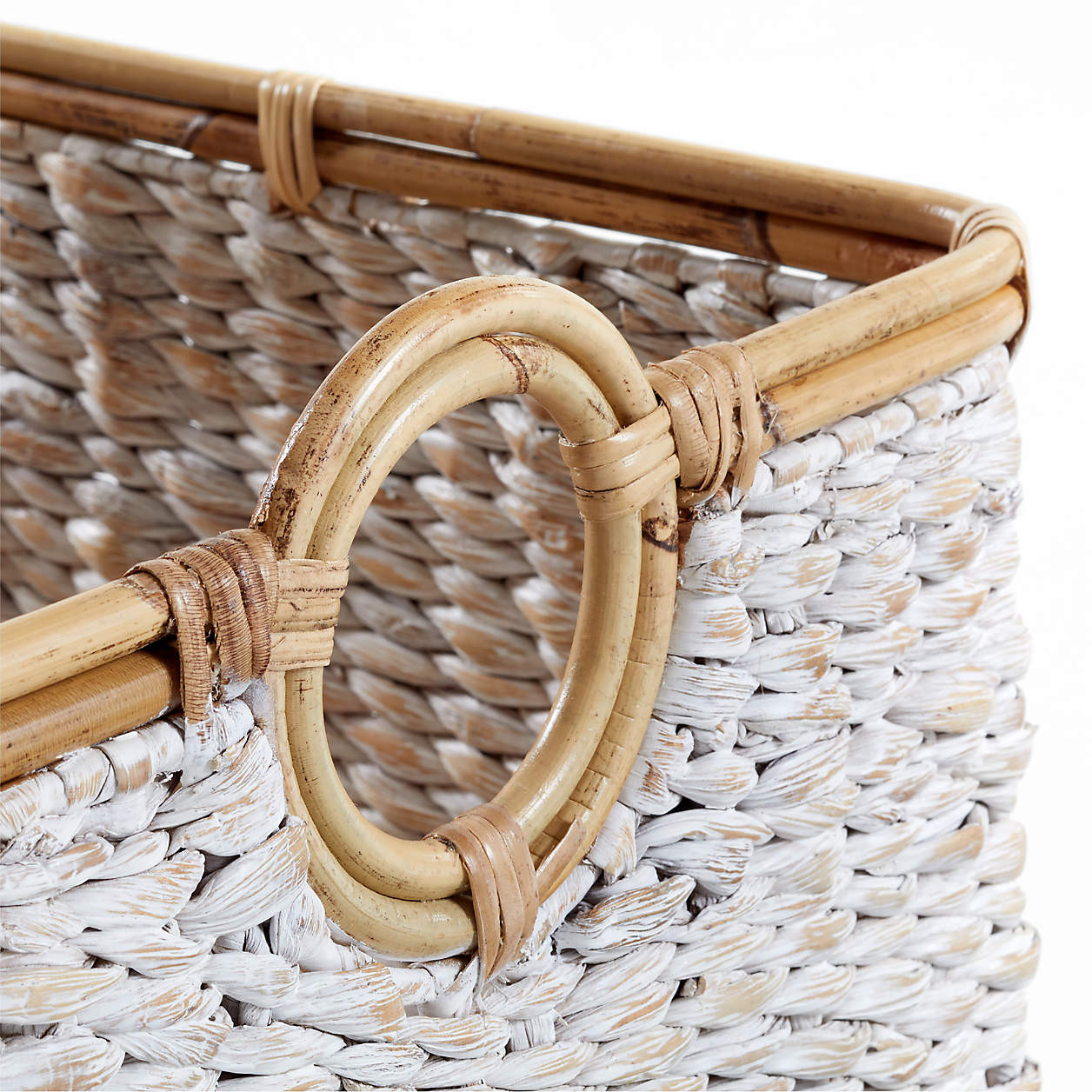 Osana White Wicker Large Toy Storage Bin with Rattan Handles | Crate & Kids | Crate & Barrel