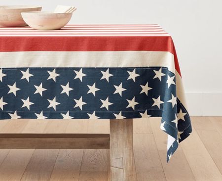 I bought this last year on clearance!
Flag Tablecloth 

#LTKHome #LTKSeasonal #LTKStyleTip