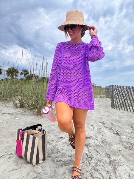 Beach day outfit 
This purple is AHMAZINGGGGGGG
SIZE MED TOP
SIZE XL bottoms 

#LTKswim #LTKover40 #LTKplussize