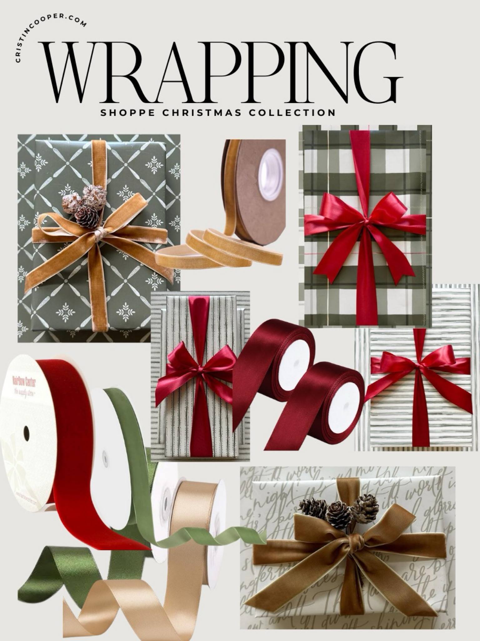 Shoppe Cooper at home  wrapping paper with ribbons to match

#LTKhome #LTKSeasonal #LTKHoliday