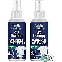 Downy Wrinkle Releaser Spray All In One Wrinkle Release Spray Travel Size, Odor Eliminator, Static Remover Fabric Refresher & Ironing Aid for Clothes 3 Fl Oz (Pack of 2), Crisp Linen Scent | Amazon (US)