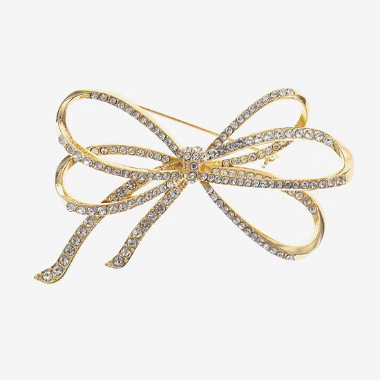 new!Monet Jewelry Gold Tone And Crystal Bow Pin | JCPenney