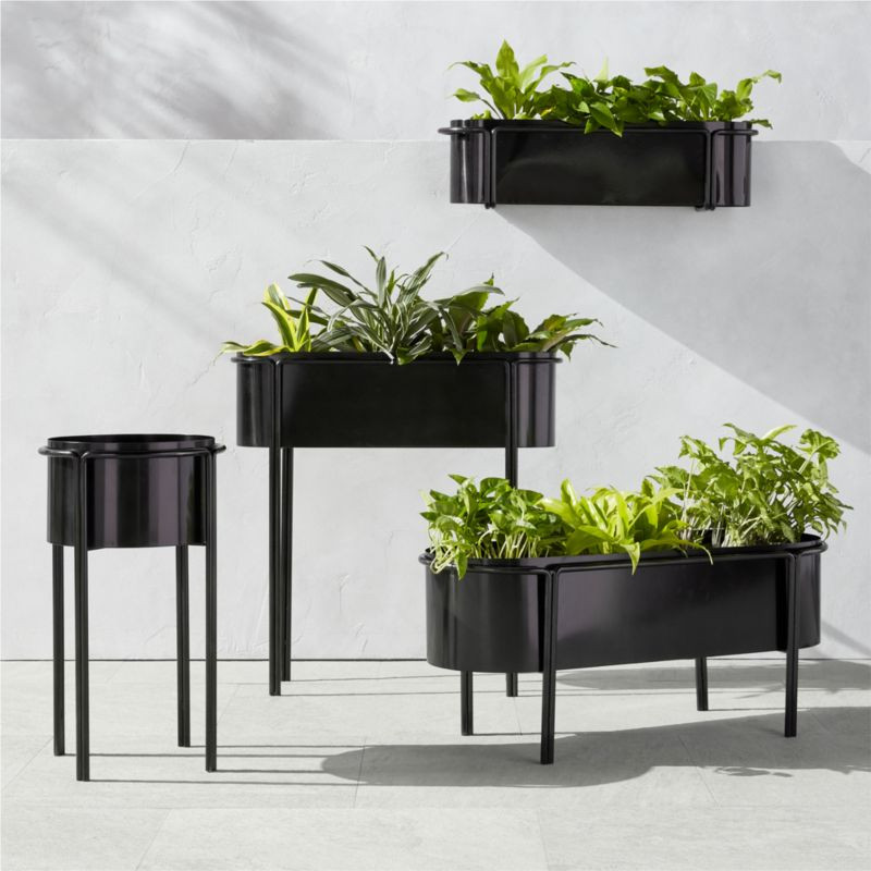Lazo Black Stainless Steel Outdoor Planters | CB2 | CB2