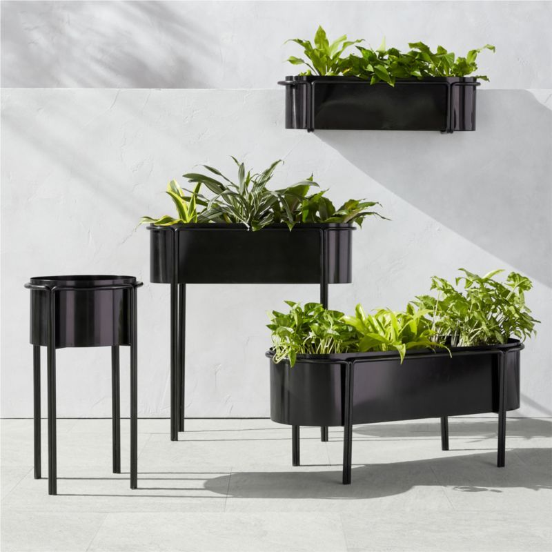 Lazo Black Stainless Steel Outdoor Planters | CB2 | CB2