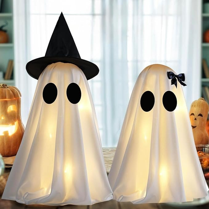 [Timer] Light Up Halloween Ghost Decorations, Set of 2 DIY Spooky Ghosts Crafts, Scary Ghost for ... | Amazon (US)