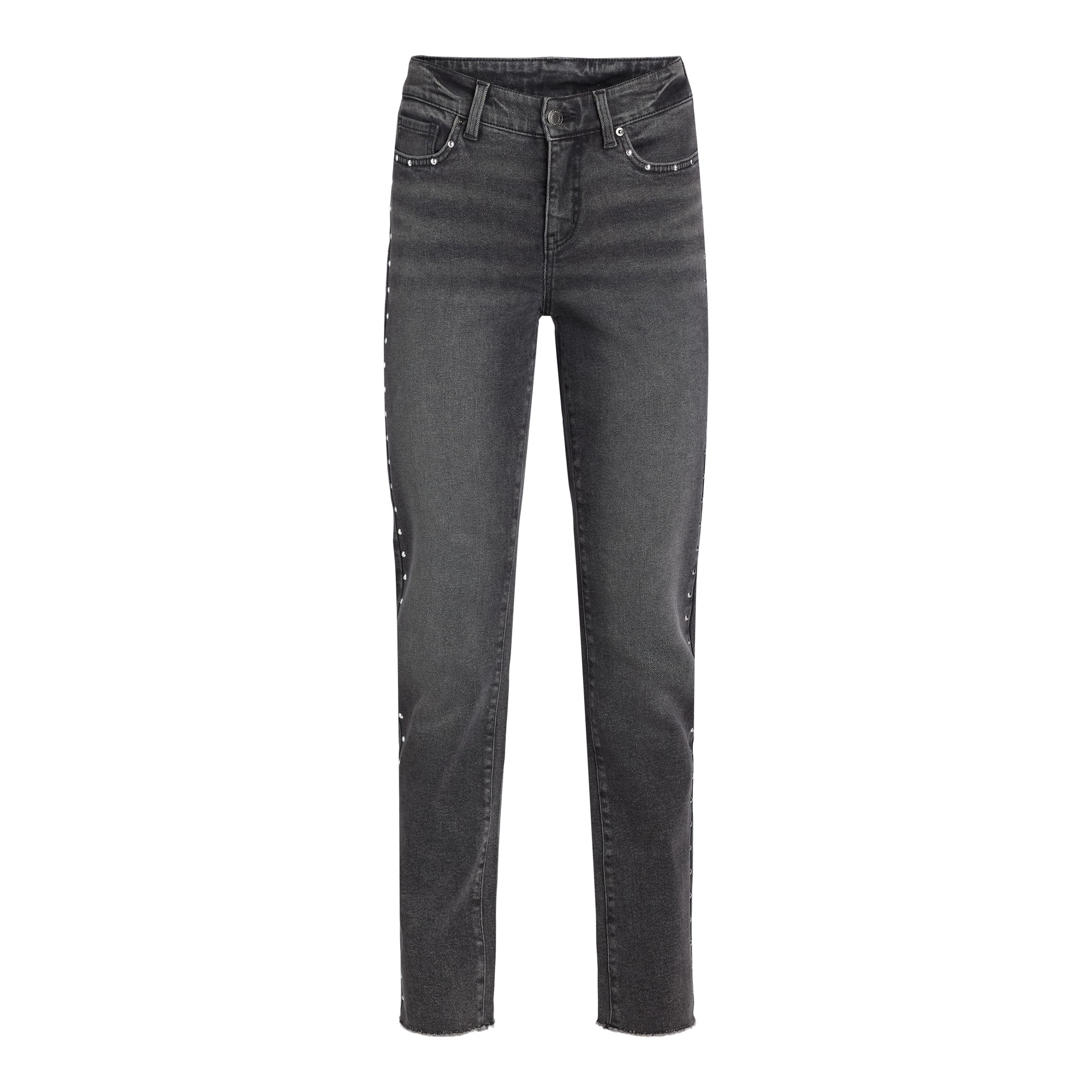 Time and Tru Women's Studded Side Seam Straight Leg Jeans With Raw Hem, 30” Inseam, Sizes 2-20 | Walmart (US)