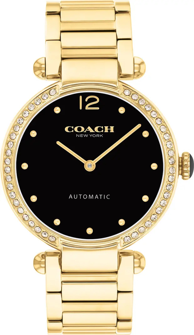 COACH Cary Automatic Crystal Bezel Bracelet Watch, 34mm | Nordstromrack | Nordstrom Rack