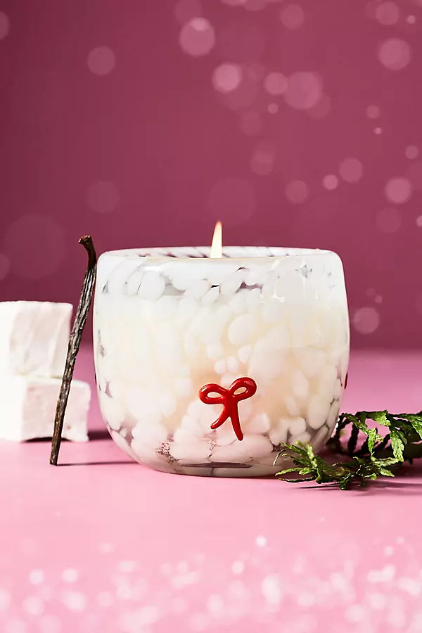 Bow Festive Icon Fruity Champagne Cheers Glass Candle | Anthropologie (US)
