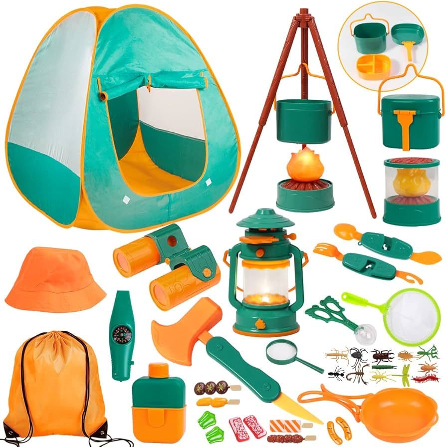 Meland Kids Camping Set with Tent 30pcs - Outdoor Campfire Toy Set for Toddlers Kids Boys Girls -... | Amazon (US)