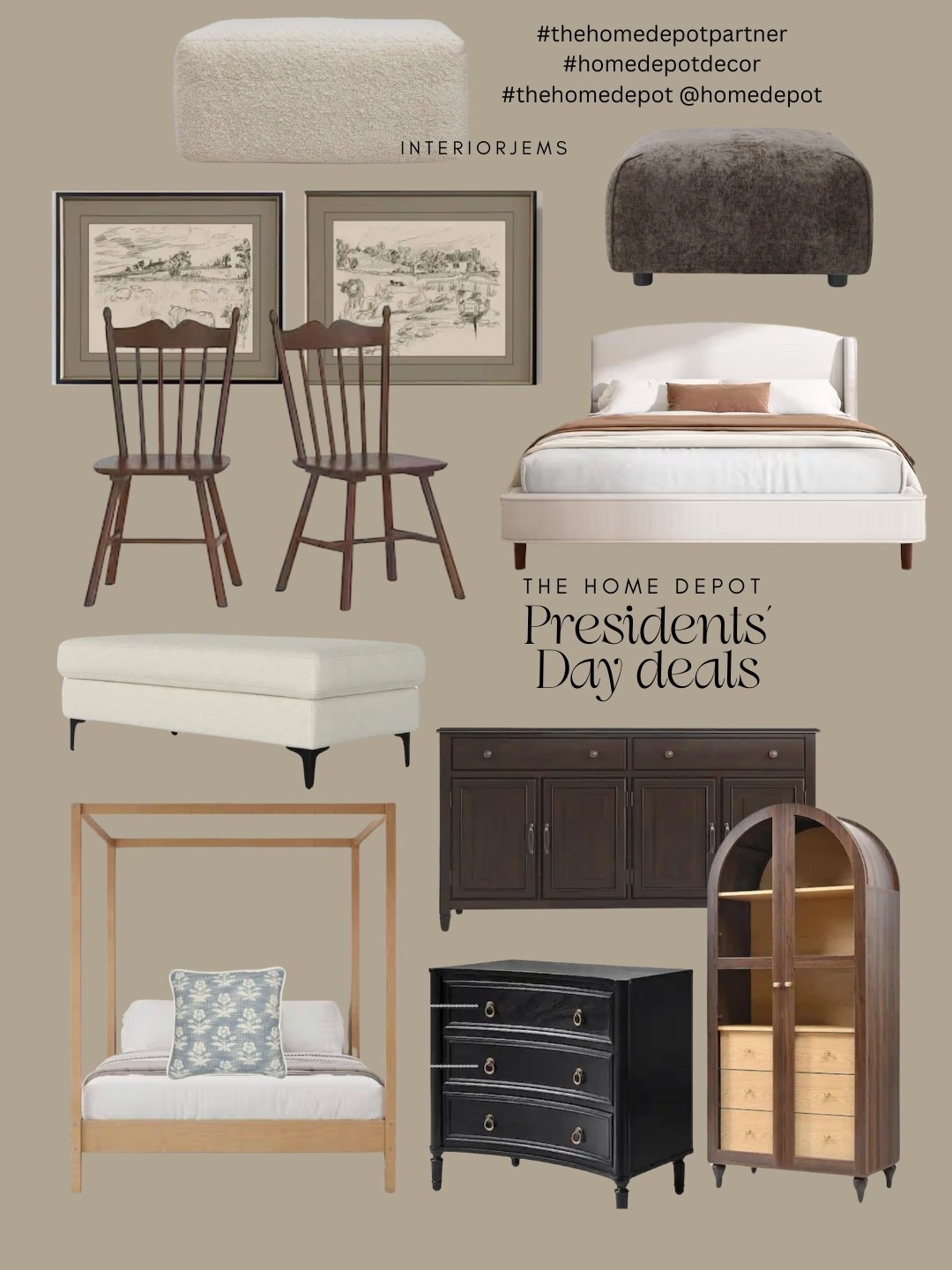 Thanks to the @homedepot for working with me on this bedroom refresh. These pieces are discounted for Presidents’ Day, and there are so many great deals happening right now.
The nightstands are solid wood with a great, usable size, beautiful hardware, and a vintage transitional look that works with so many styles. They also have a built in charging port, which is always a win for real life.
And this bench is such a good one. Genuine leather with a tufted top and a sleek metal base. It feels substantial, looks high end, and works perfectly at the end of the bed or even in an entryway.

*Take 30% off select furniture, decor, and rugs now through 3/4 on home depot.com

#homedepotdecor #thehomedepot
 #theHomeDepotPartner

#LTKSaleAlert #LTKHome