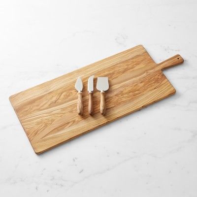 Olivewood Rectangular Cheese Board with Cheese Knives | Williams-Sonoma