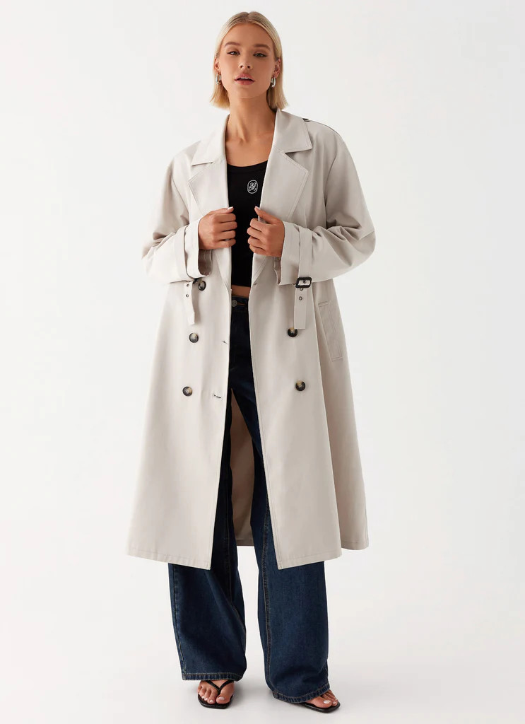 Frenchy Oversized Trench Coat - Stone | Peppermayo (Global)
