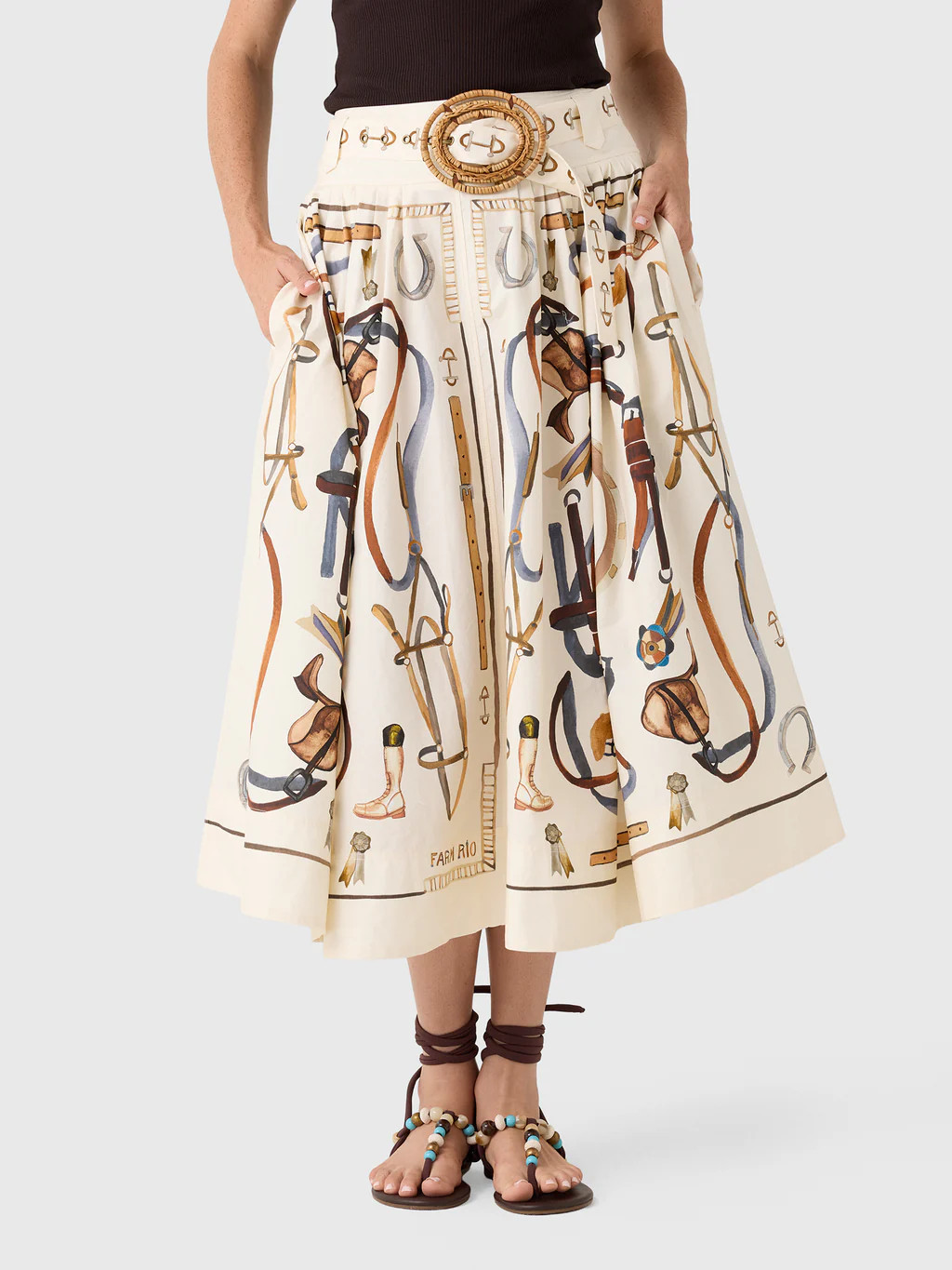 Farm Rio Women's Equestrian Scarf Maxi Skirt | Saint Bernard