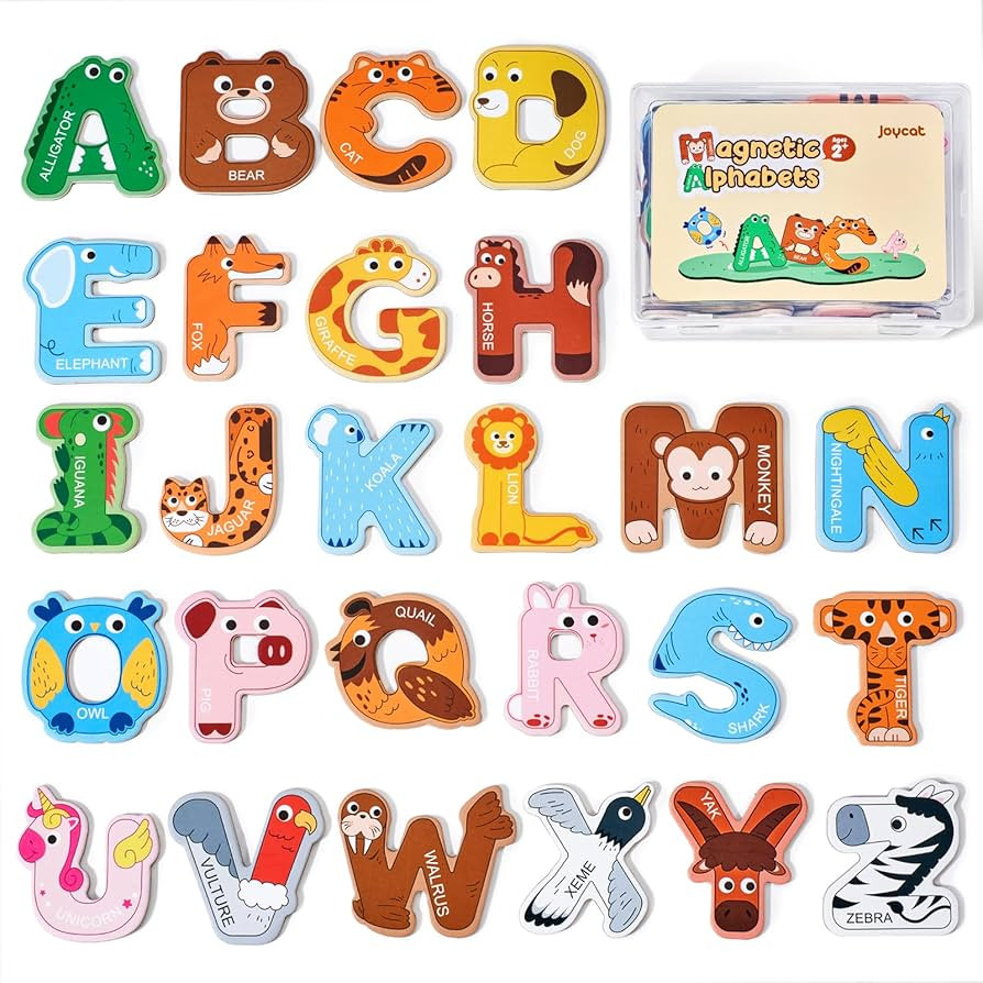 JoyCat Wooden Thick Alphabet Magnets for Toddlers Fridge Large Size Cute Animal Colorful ABC Magn... | Amazon (US)
