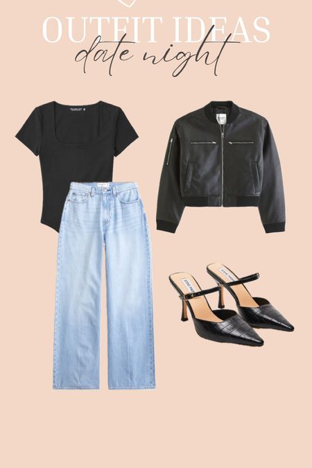 Date night outfit idea! The uniform: denim and a black top. The shoes make it a little more elevated! Jeans and bodysuit are on sale AND so are the heels 🫶 

#LTKfindsunder50 #LTKsalealert #LTKfindsunder100