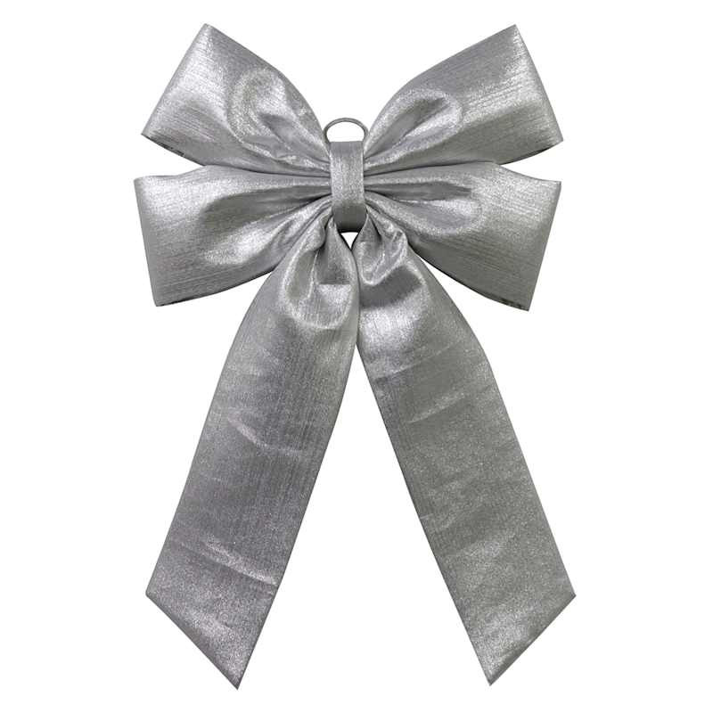 Metallic Silver Jumbo Bow, 24" | At Home