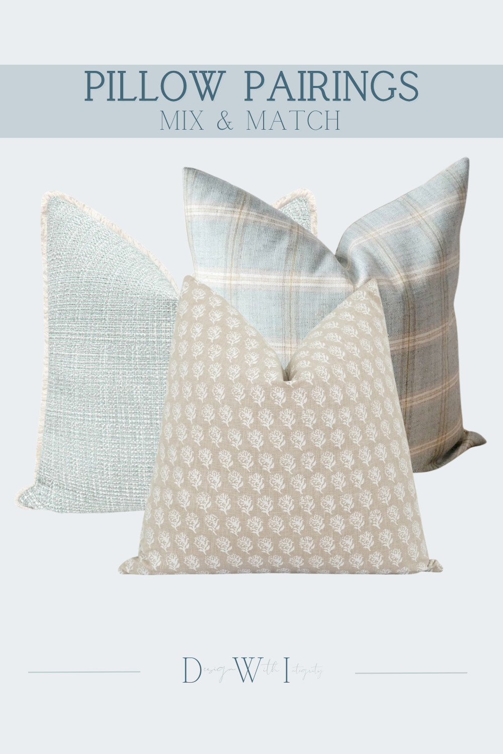 The softest color story. This trio brings together a muted sage boucle, a classic plaid in dusty blue and warm flax, and a block-printed botanical in linen to create a layered, collected look that feels effortlessly coastal and calm.

The boucle introduces tactile depth and a frayed fringe edge that softens the overall composition, while the plaid grounds the palette with structure and scale. The block-printed floral in the foreground bridges both worlds, carrying the neutral undertones of the plaid and echoing the blue-green family of the boucle. Together they read as intentional without feeling overly coordinated.

Shop the full pairing through my LTK storefront linked in bio.


#pillowstyling #coastaldecor #neutralinteriors #texturedliving #boucledecor #linenlovers #interiordesign #sofastyling #mixandmatch #ltkhome #shopltk #homeinspiration #calminteriors #designdetails #throwpillows 

 #LTKHome